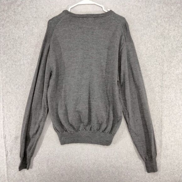 Peter Millar Sweater Mens Size Large 100% Merino Wool V-Neck Gray Pullover Warm - Picture 7 of 10